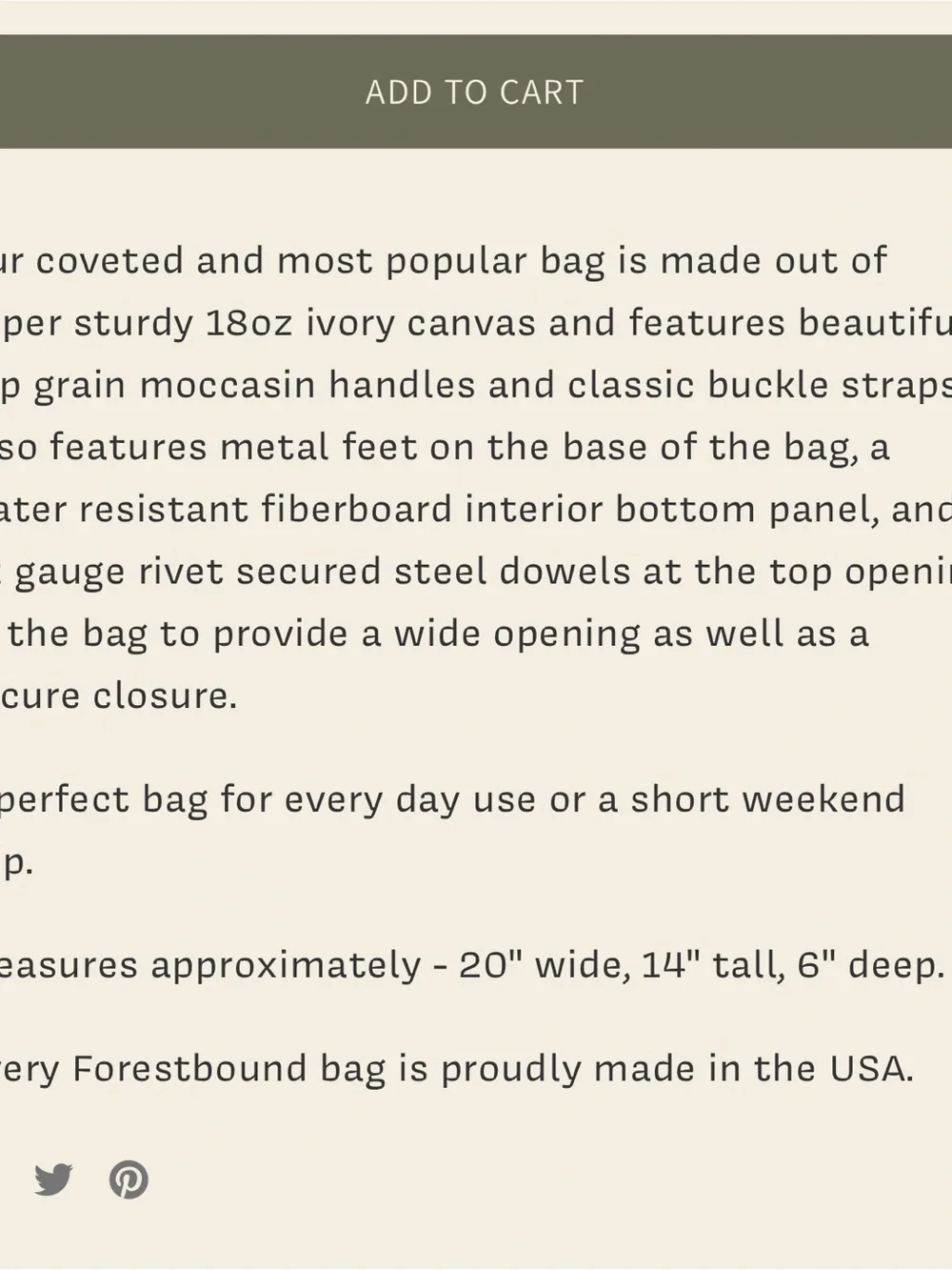 Forestbound CANVAS UTILITY BAG
